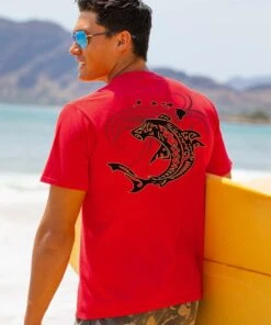 Tribal Mano Islands - Candy Apple Red Dyed Short Sleeve Crewneck T-Shirt