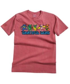 Grateful Dead Hula Bears - Paradise Red Dyed Short Sleeve Crewneck T-Shirt