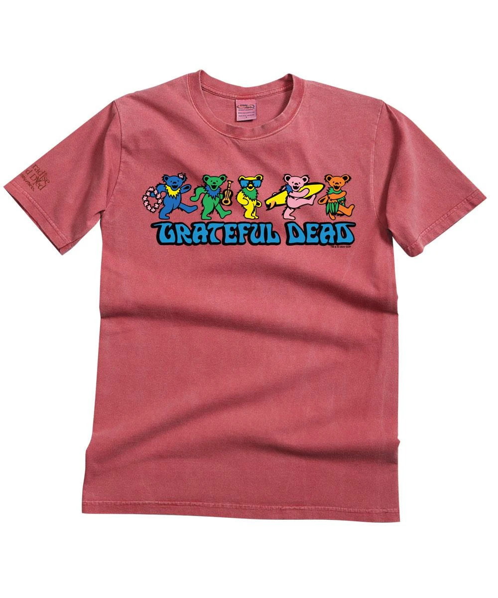 Grateful Dead Hula Bears - Paradise Red Dyed Short Sleeve Crewneck T-Shirt 3 Grateful Dead Hula Bears - Paradise Red Dyed Short Sleeve Crewneck T-Shirt