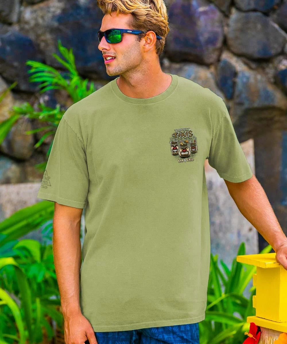 Thirsty Tikis - Hemp Dyed Short Sleeve Crewneck T-Shirt 3 Thirsty Tikis - Hemp Dyed Short Sleeve Crewneck T-Shirt