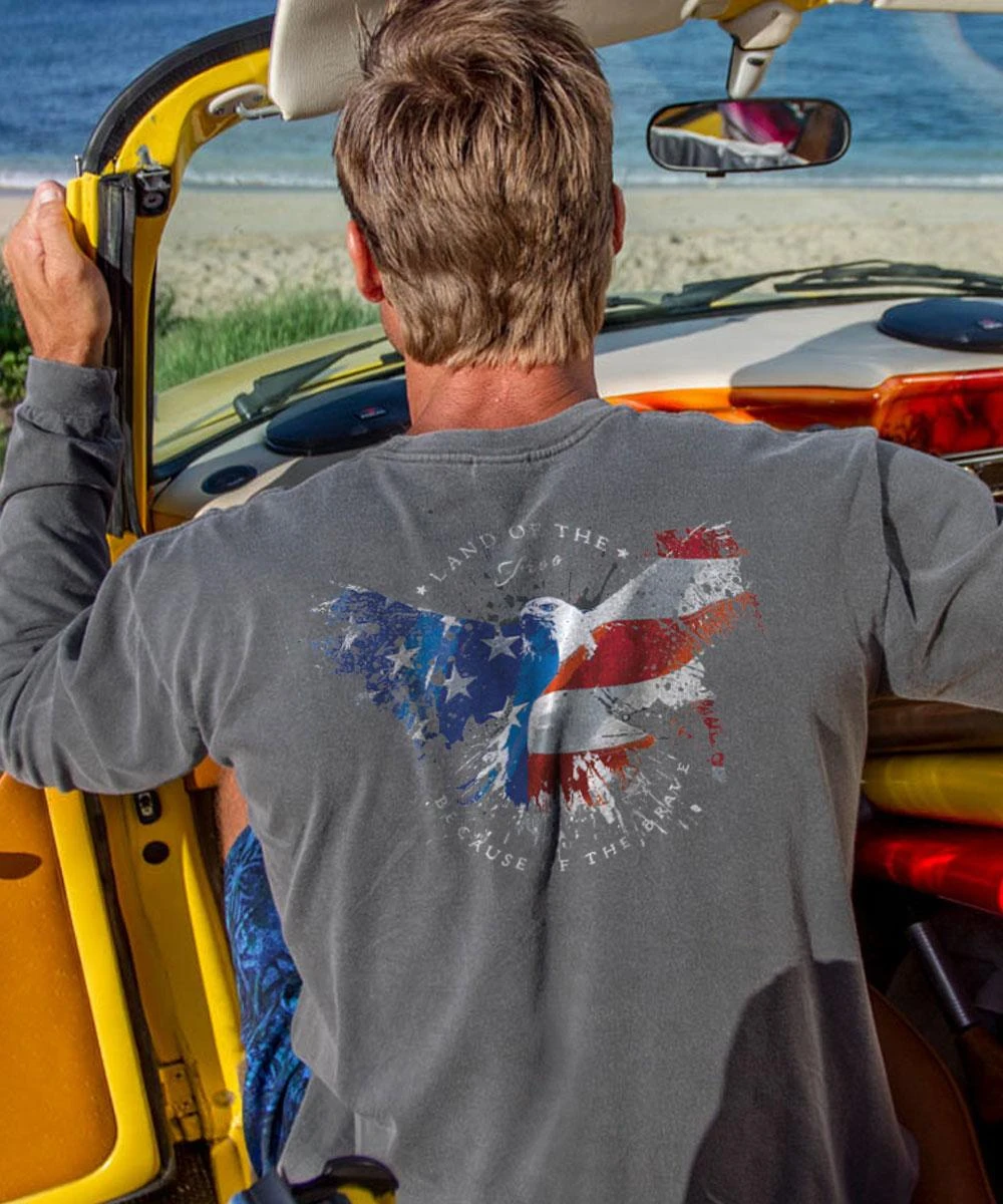 Land Of The Eagle - Crater Dyed® Long Sleeve Crewneck T-Shirt 3 Land Of The Eagle - Crater Dyed® Long Sleeve Crewneck T-Shirt