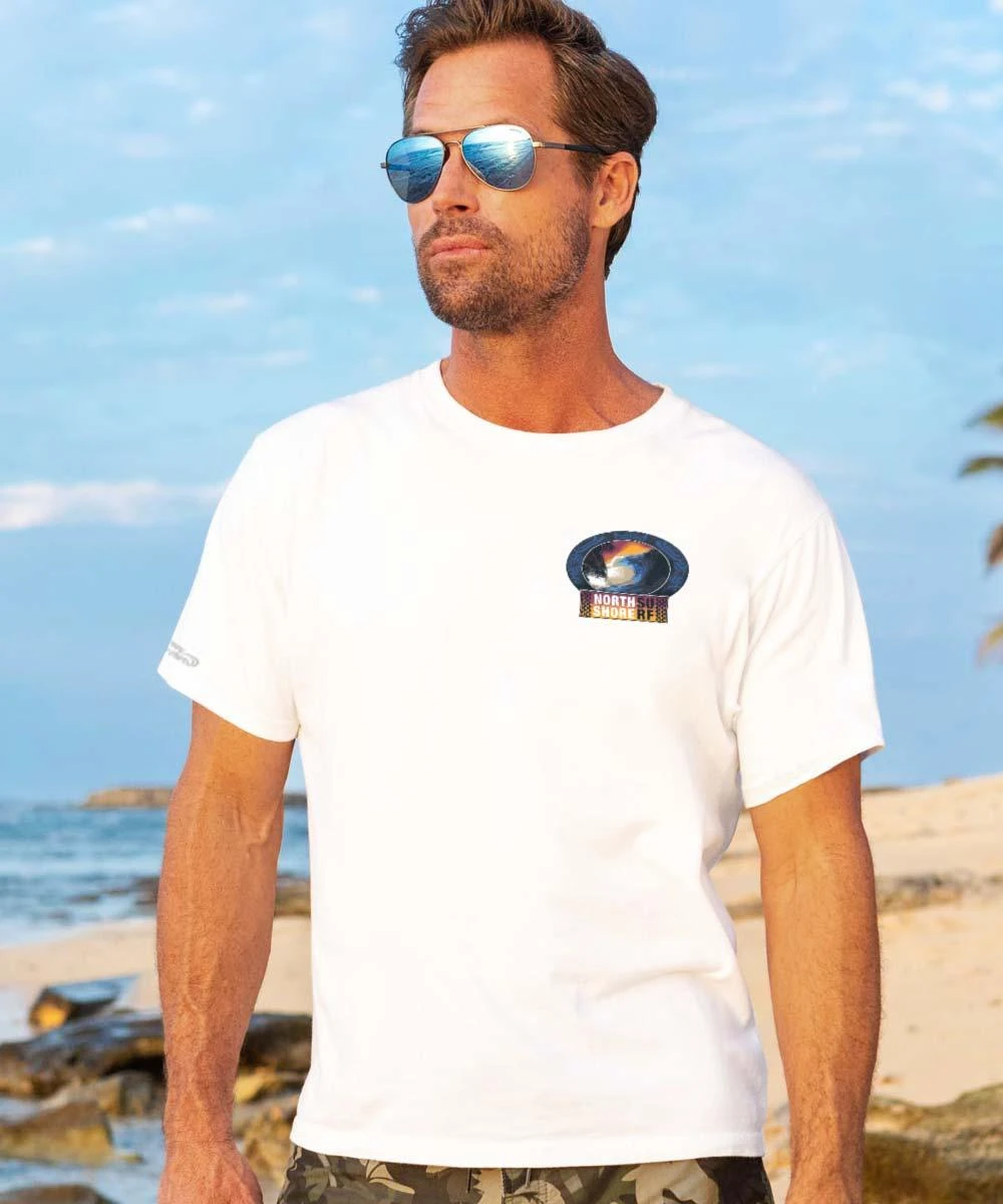 North Shore Surf Wave - White Short Sleeve Crewneck T-Shirt 4 North Shore Surf Wave - White Short Sleeve Crewneck T-Shirt - Image 2