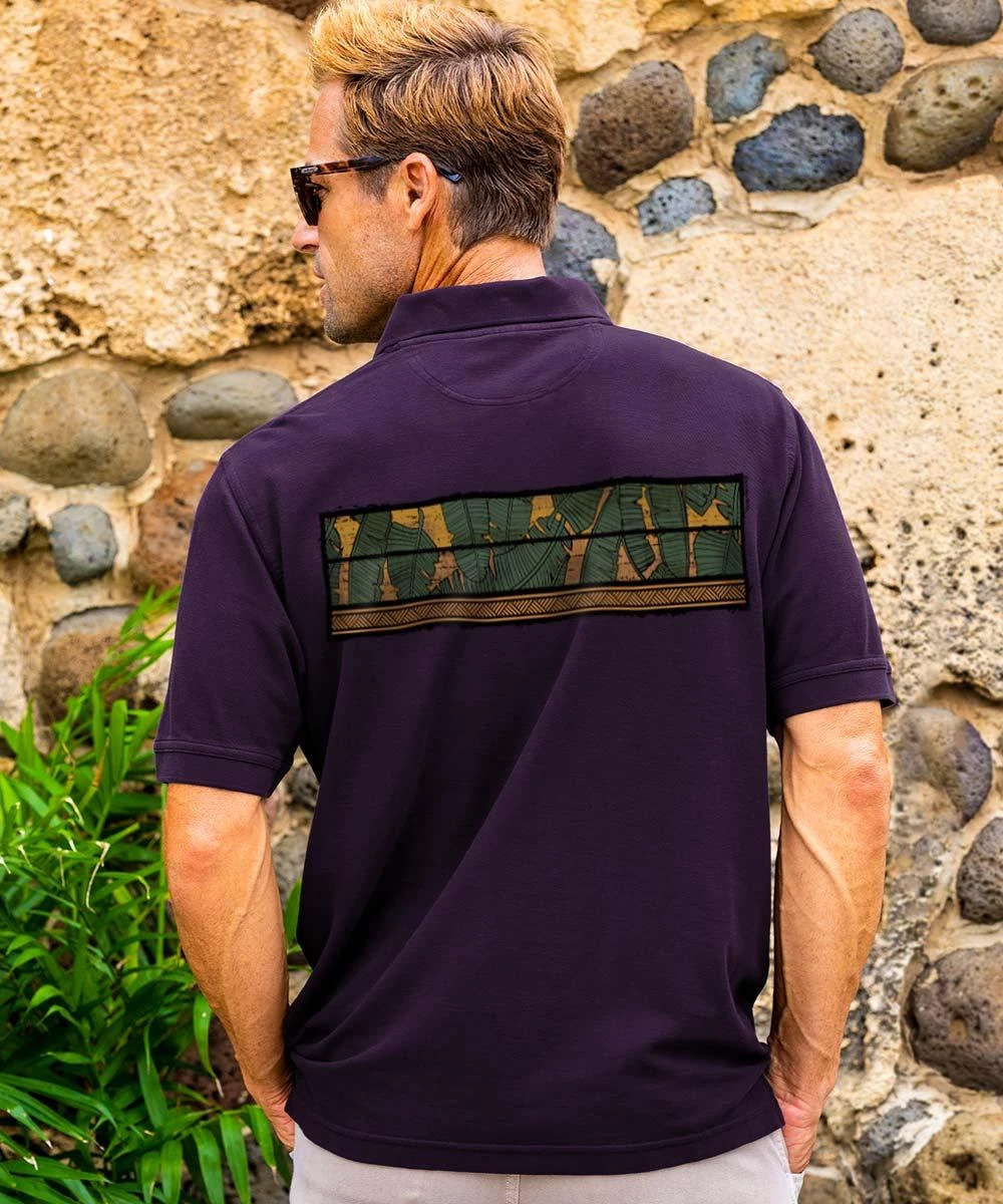 Island Roots Band - Blackberry Dyed Short Sleeve Pique’ Polo Shirt 4 Island Roots Band - Blackberry Dyed Short Sleeve Pique’ Polo Shirt - Image 2