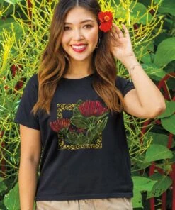 Ohia Lehua - Black Short Sleeve Scoop Neck T-Shirt