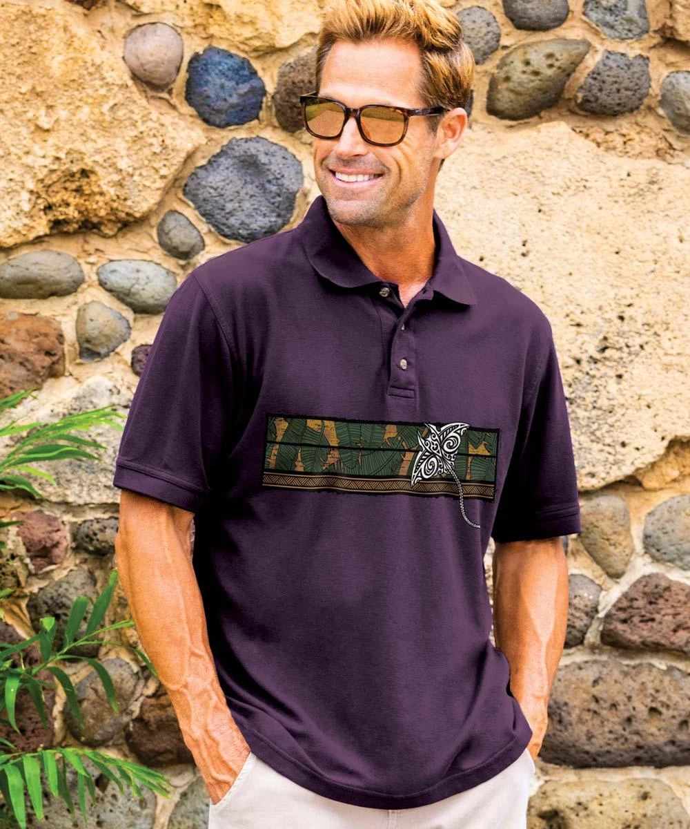 Island Roots Band - Blackberry Dyed Short Sleeve Pique’ Polo Shirt 3 Island Roots Band - Blackberry Dyed Short Sleeve Pique’ Polo Shirt