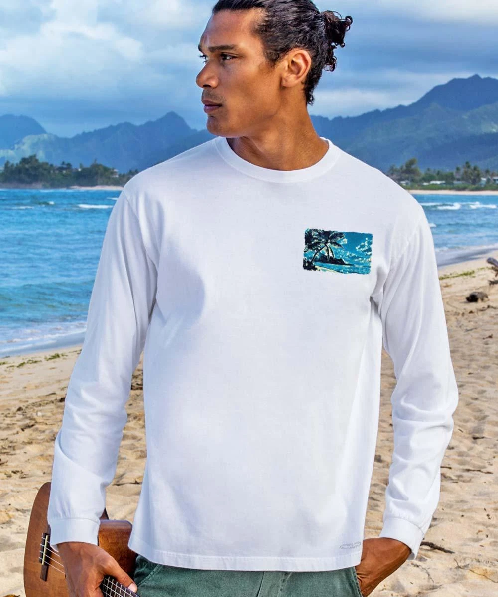 Tropical Scenic - White Long Sleeve Crewneck T-Shirt 4 Tropical Scenic - White Long Sleeve Crewneck T-Shirt - Image 2