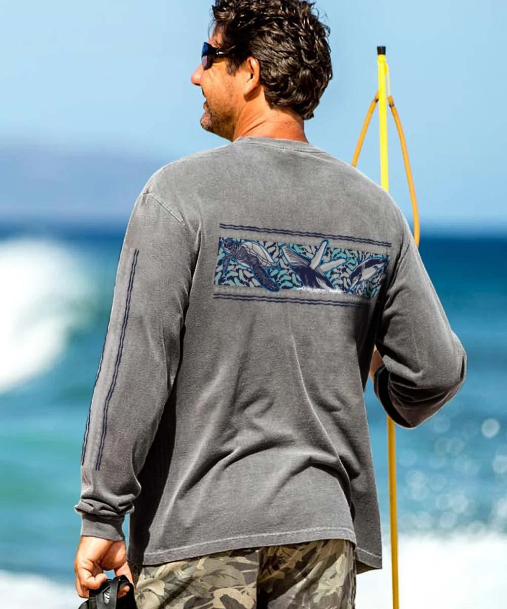 Linear Sealife - Crater Dyed® Long Sleeve Crewneck T-Shirt 4 Linear Sealife - Crater Dyed® Long Sleeve Crewneck T-Shirt - Image 2