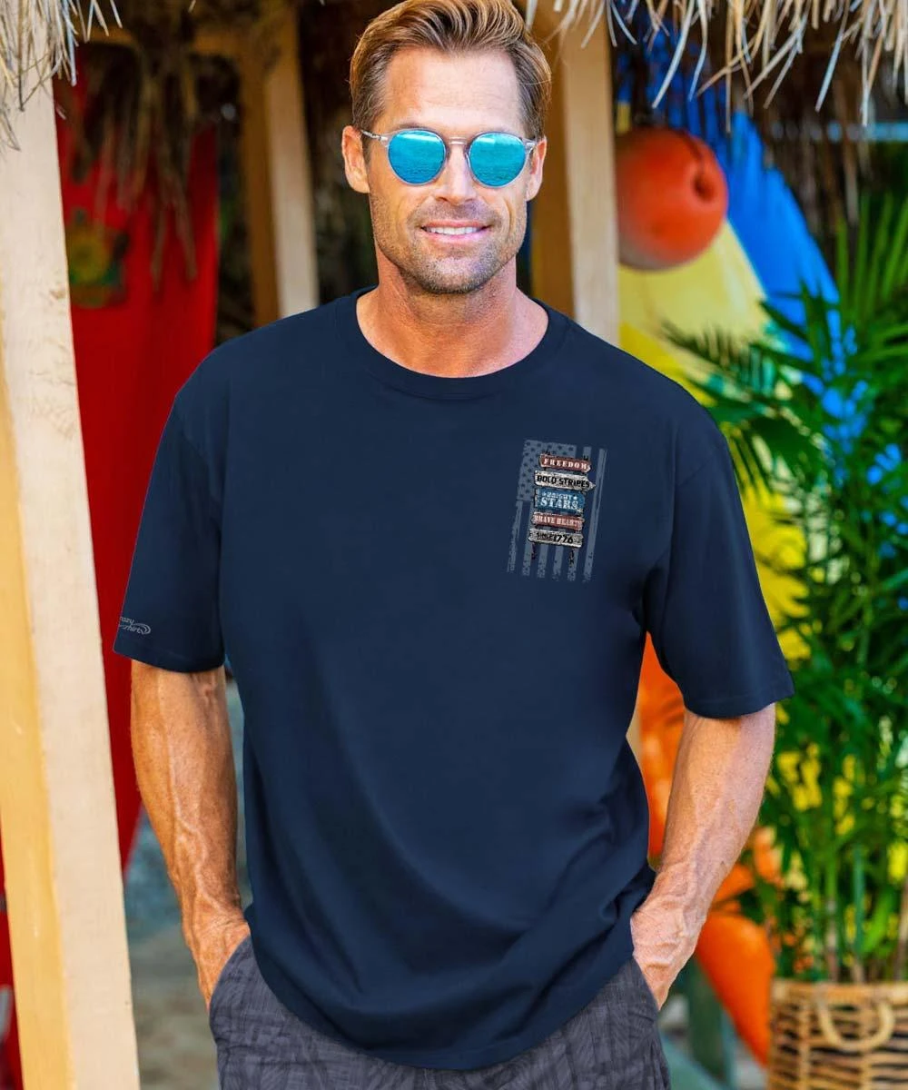 Signs Of Freedom - Navy Short Sleeve Crewneck T-Shirt 4 Signs Of Freedom - Navy Short Sleeve Crewneck T-Shirt - Image 2