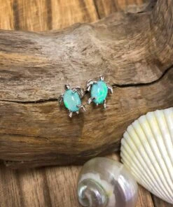 Puravida Silver Opal Sea Turtle Earrings