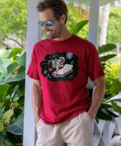 B. Kliban Astronaut Cat - Garnet Short Sleeve Crewneck T-Shirt