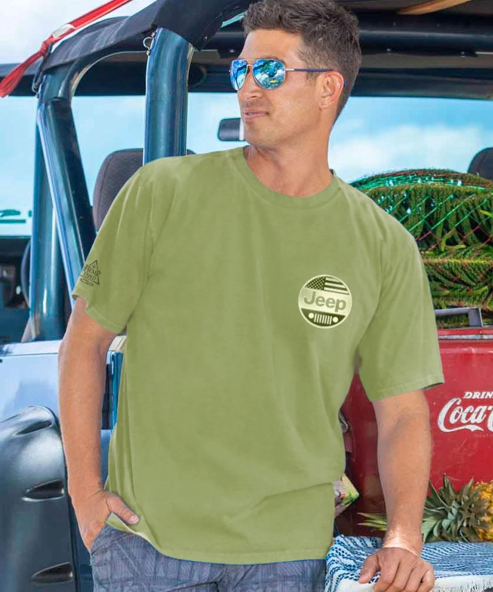 Jeep Stars And Bars - Hemp Dyed Short Sleeve Crewneck T-Shirt 3 Jeep Stars And Bars - Hemp Dyed Short Sleeve Crewneck T-Shirt - Image 2