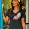 Ashley Cherish - Jet Black Short Sleeve Pima V-Neck T-Shirt -Crazyshirts Online Shop e1d12d9c 88b0 48f3 897b e8199787ae68