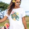 Flower Honu - White Short Sleeve Scoop Neck T-Shirt 1 Flower Honu - White Short Sleeve Scoop Neck T-Shirt -Crazyshirts Online Shop e25c81e3 6c30 4043 9572 d4720c7bc871