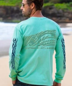 Honu Tribal Mauka - Key Lime Dyed Long Sleeve Crewneck T-Shirt -Crazyshirts Online Shop e34f50ae 3be4 4ec4 bc3f 1e2a9e5a9bbb