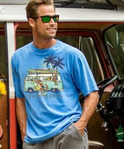 Volkswagen Hawaiian Humane Society Dog Day - Blue Hawaii Dyed Short Sleeve Crewneck T-Shirt