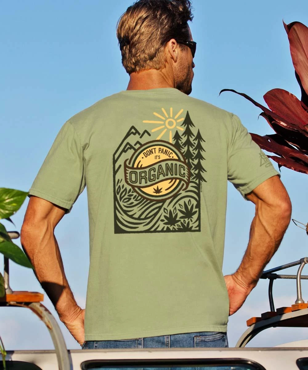 Don’t Panic - Hemp Dyed Short Sleeve Crewneck T-Shirt 3 Don’t Panic - Hemp Dyed Short Sleeve Crewneck T-Shirt
