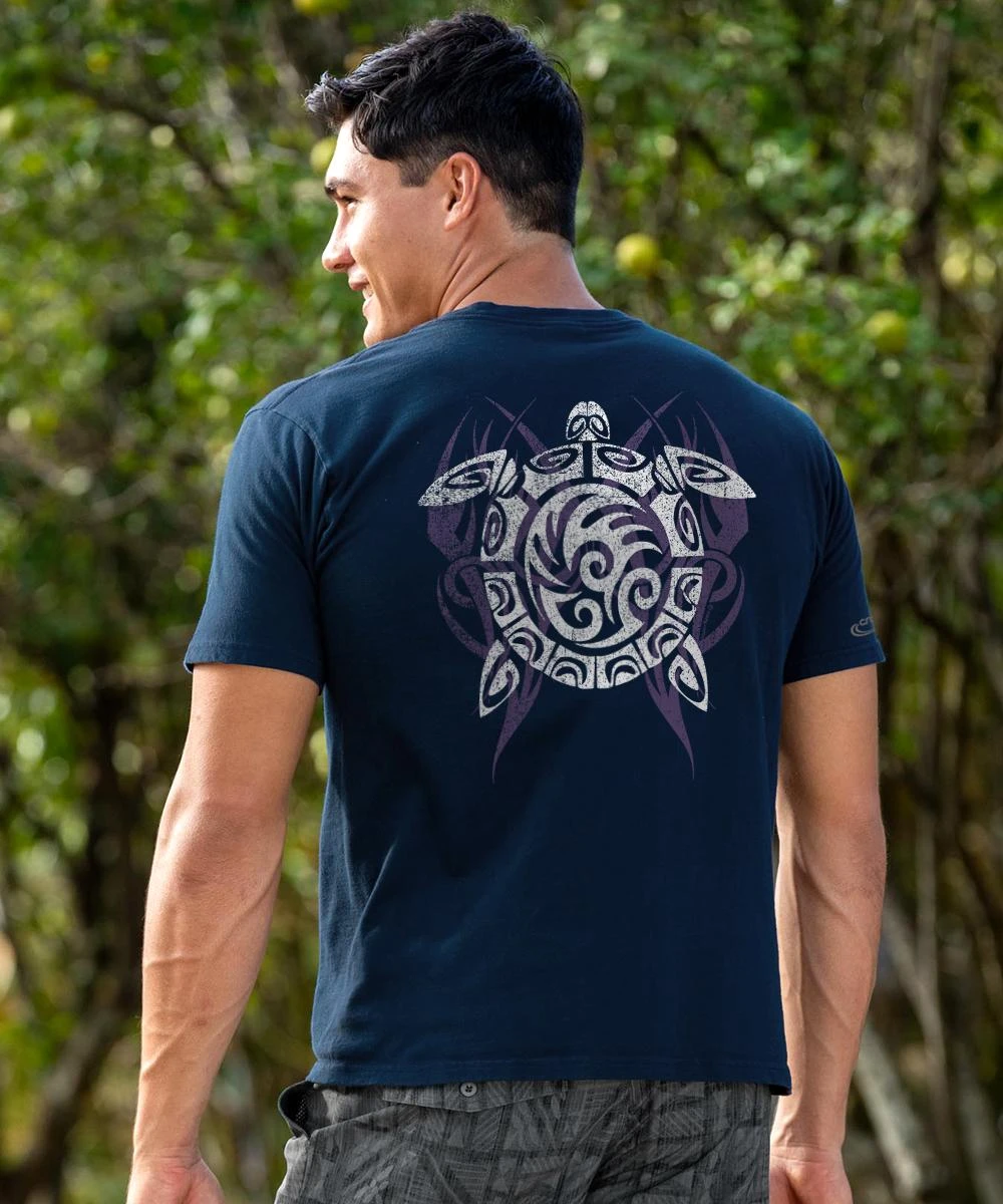 Tribe Turtle - Navy Short Sleeve Crewneck T-Shirt 3 Tribe Turtle - Navy Short Sleeve Crewneck T-Shirt