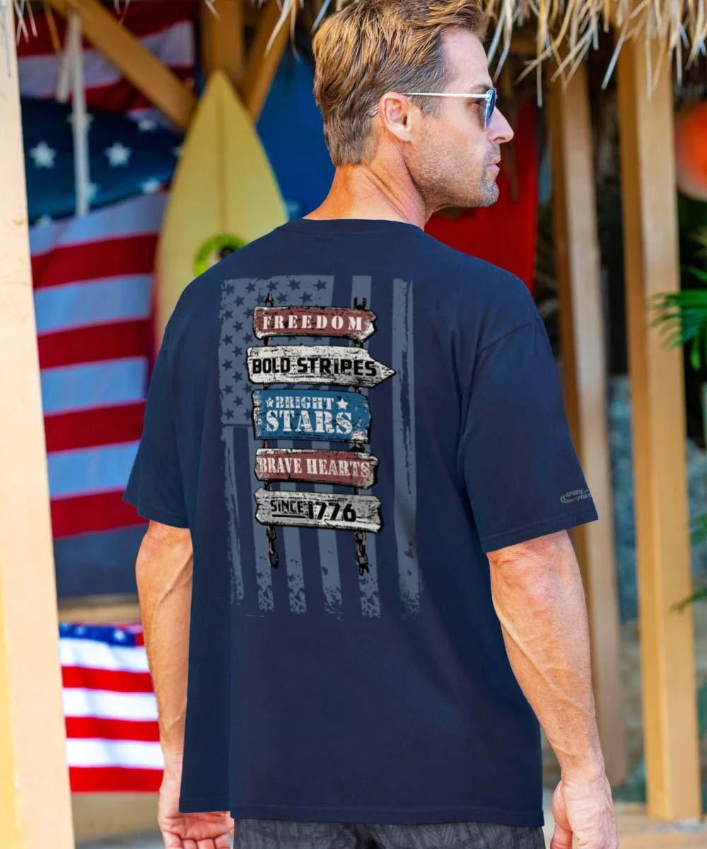 Signs Of Freedom - Navy Short Sleeve Crewneck T-Shirt 3 Signs Of Freedom - Navy Short Sleeve Crewneck T-Shirt