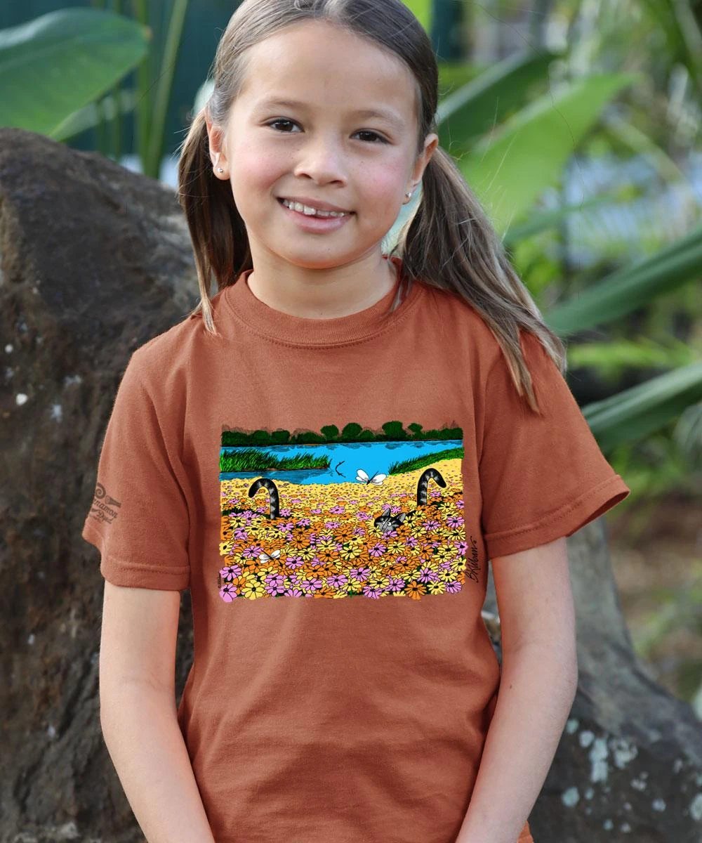 B. Kliban Crazy Daisies - Cinnamon Dyed Short Sleeve Crewneck T-Shirt 3 B. Kliban Crazy Daisies - Cinnamon Dyed Short Sleeve Crewneck T-Shirt