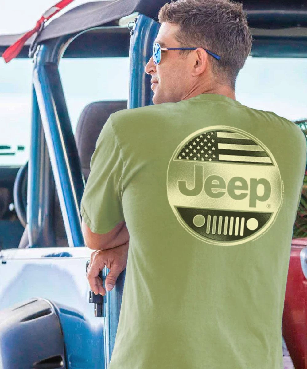 Jeep Stars And Bars - Hemp Dyed Short Sleeve Crewneck T-Shirt 2 Jeep Stars And Bars - Hemp Dyed Short Sleeve Crewneck T-Shirt