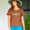 Blossom Quilt - Cinnamon Dyed Short Sleeve Scoop Neck T-Shirt -Crazyshirts Online Shop fa13d027 0aa4 46ad b618 4665340b9e34