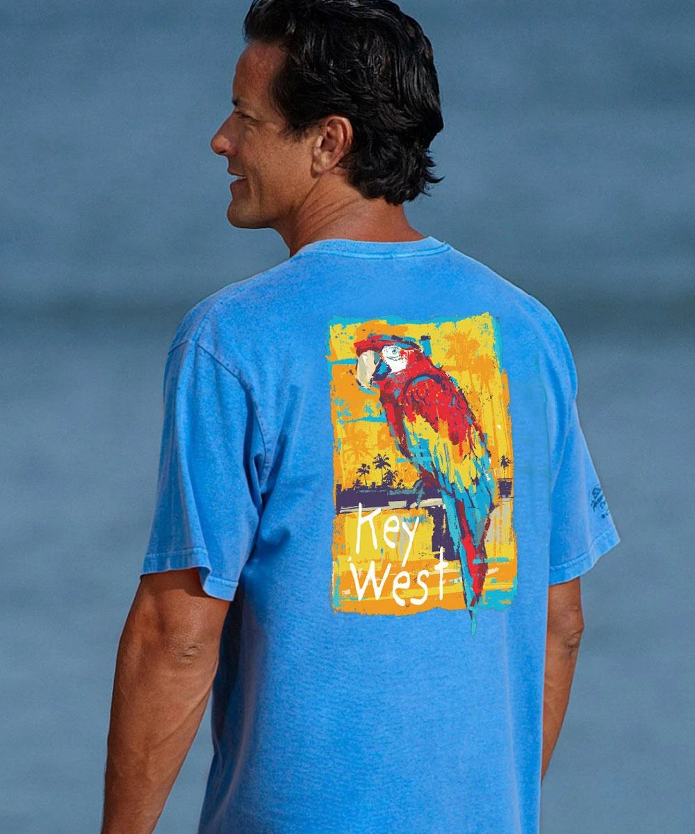Painted Parrot - Blue Hawaii Dyed Short Sleeve Crewneck T-Shirt 3 Painted Parrot - Blue Hawaii Dyed Short Sleeve Crewneck T-Shirt