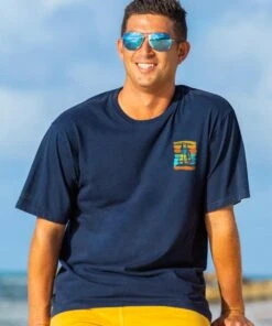 Brushstroke Beach - Navy Short Sleeve Crewneck T-Shirt -Crazyshirts Online Shop fcaf235c ea18 444b a8d6 24a92a3099bc