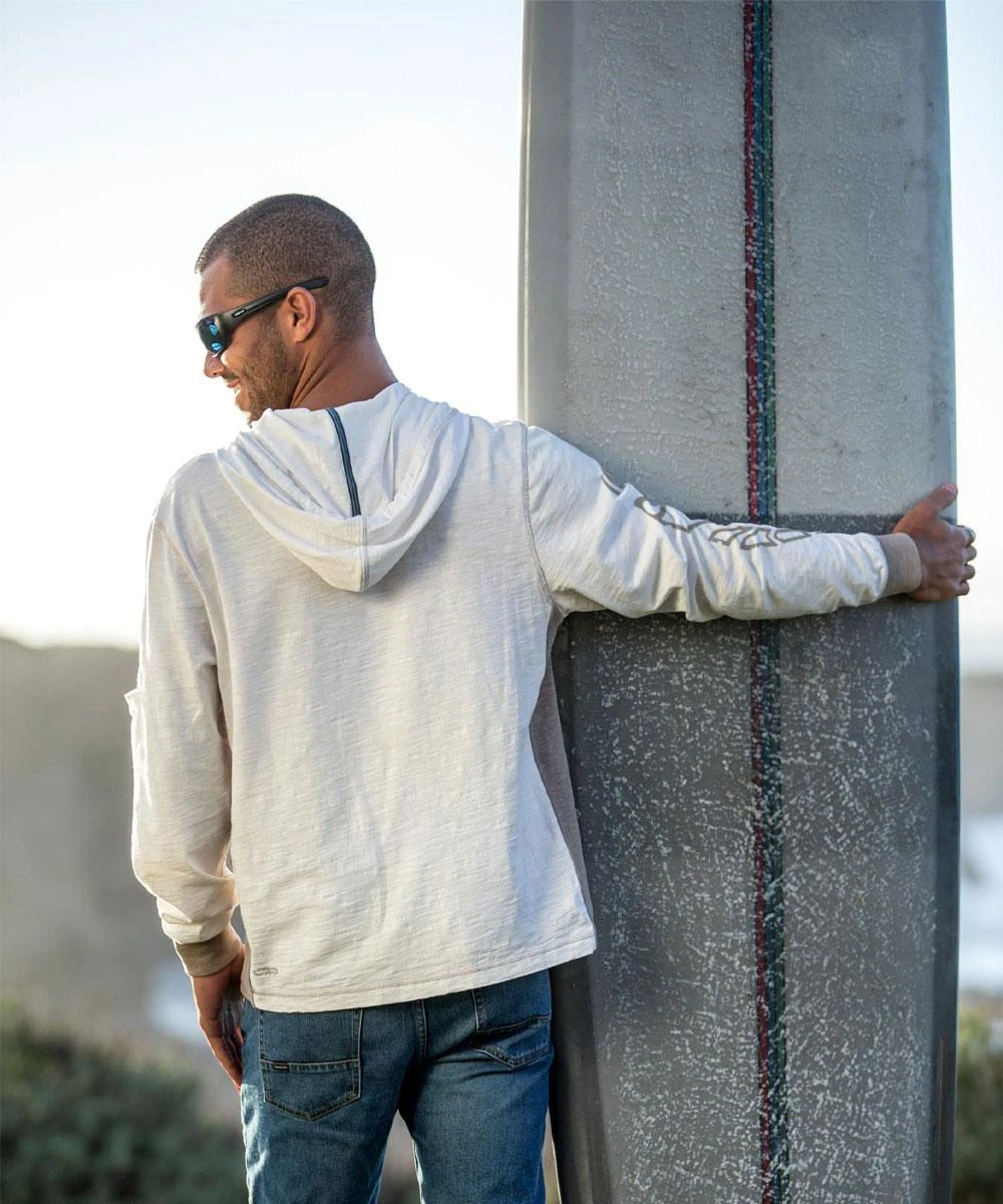 Honu Mana - Natural/Gray Long Sleeve Longboard Hooded Tee 4 Honu Mana - Natural/Gray Long Sleeve Longboard Hooded Tee - Image 2
