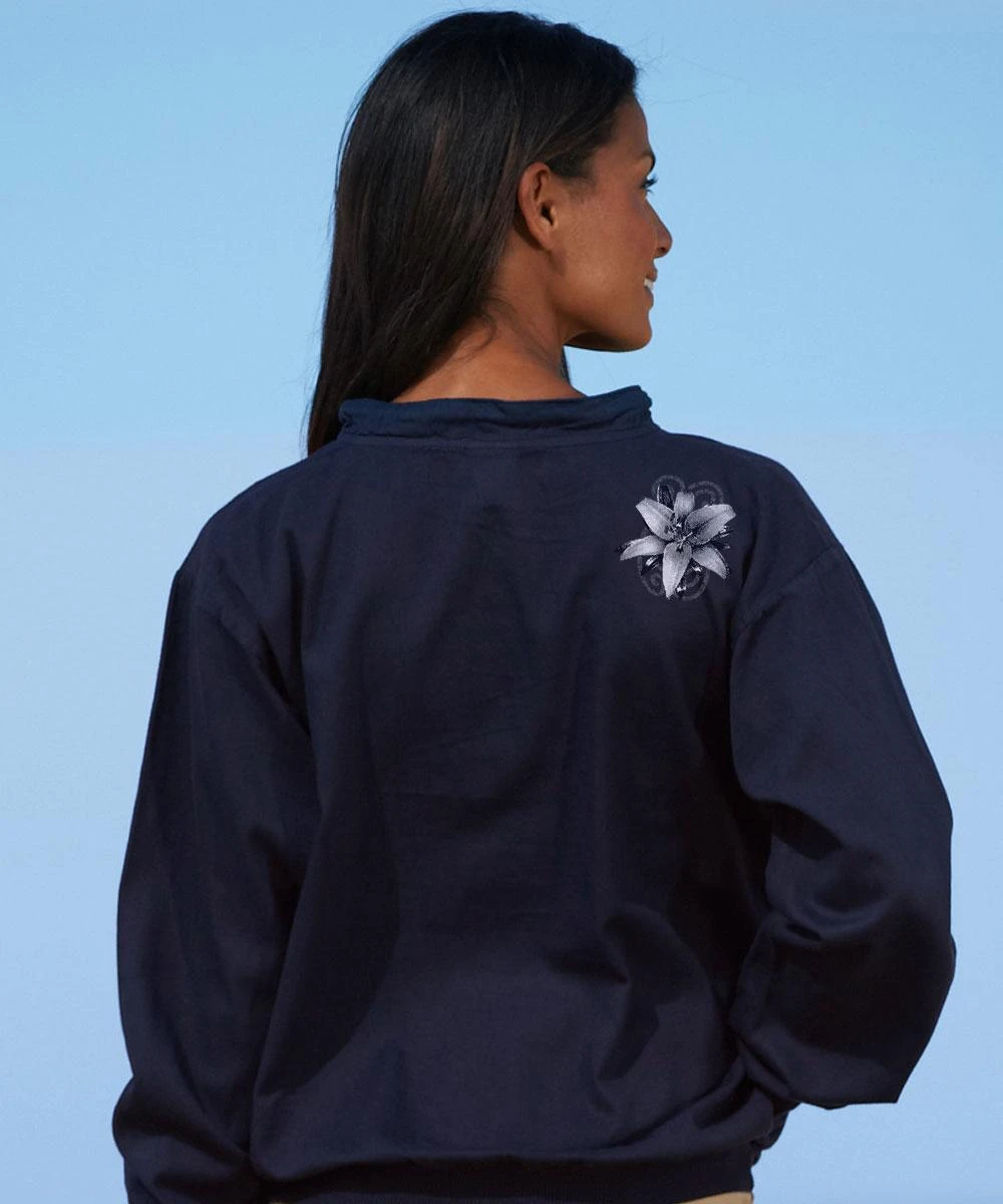 Lilies - Navy Long Sleeve Lightweight Pullover 4 Lilies - Navy Long Sleeve Lightweight Pullover - Image 2